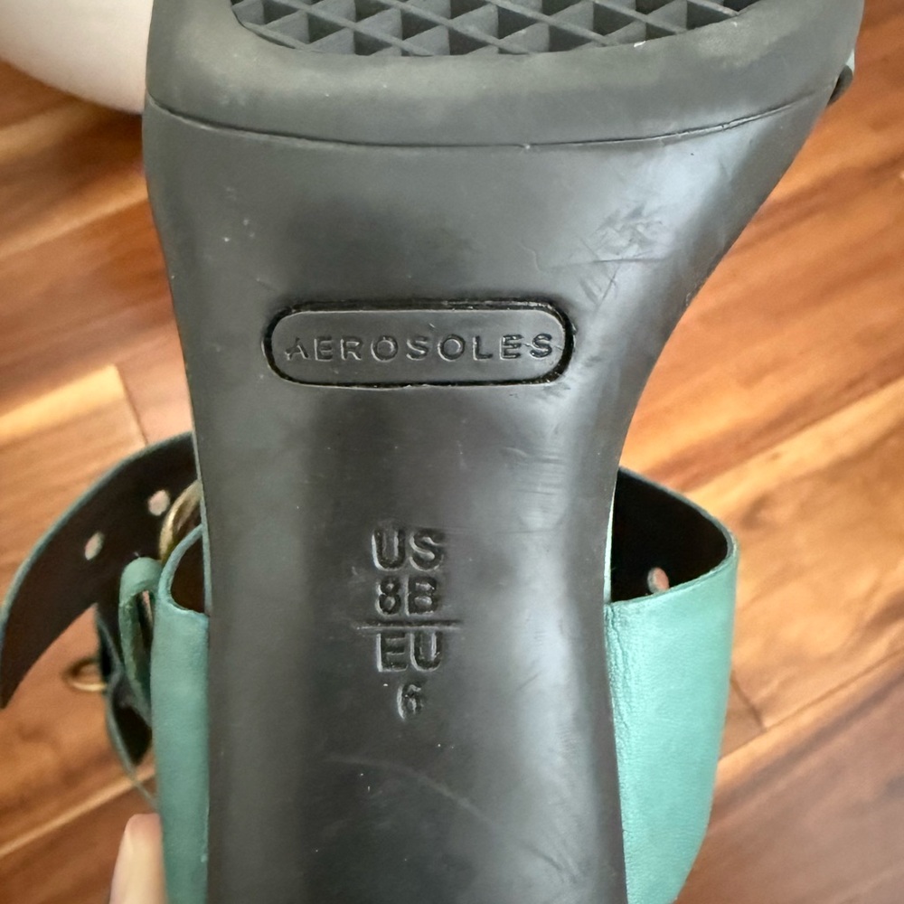 Aerosoles Teal Leather Heel Sandal Size US 8 - Picture 7 of 7